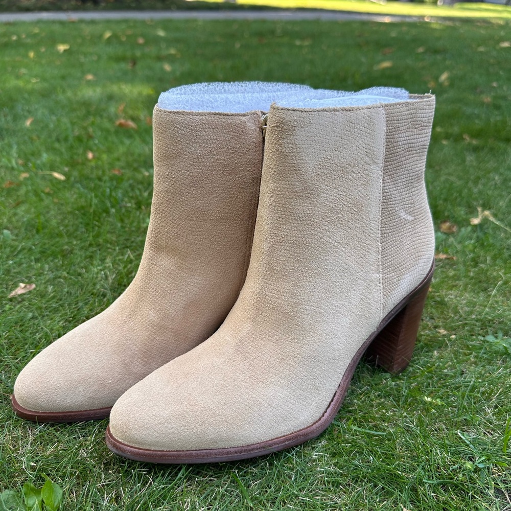 Vince Camuto Beige Tan Leather Paitrilla Booties